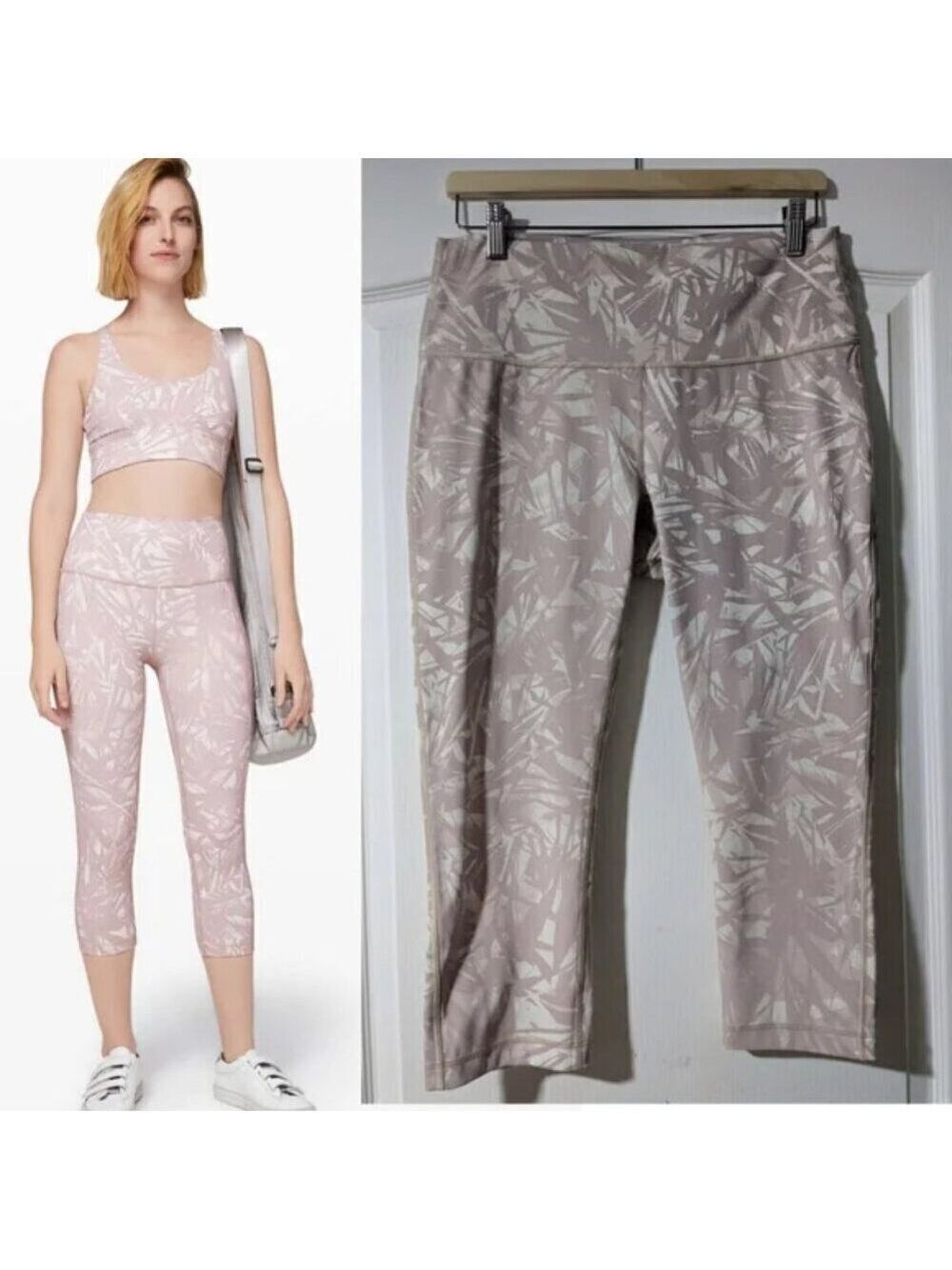 Lululemon | Wunder Under Crop in Shadow Leaf Light Ivory Muse/Light Ivory